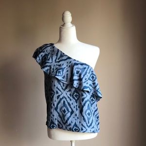 Lou & Grey One Shoulder Print Top